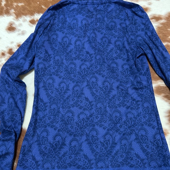 Eddie Bauer Women’s Long Sleeve Workout Top Size M Blue Paisley - Picture 3 of 7